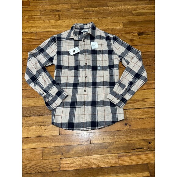 Sonoma Mens Supersoft Flannel Button Down Shirt Sz Small Tan Black Plaid NWT NEW - Picture 1 of 8